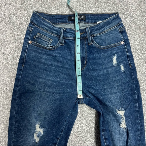 Judy Blue Jeans Womens 1/25 Blue Dark Wash Relaxed Fit Distressed Denim JB88304 - Picture 4 of 8